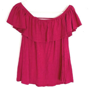 Rebecca Minkoff Off The Shoulder Top Womens Size Small Pink Shirt Diosa Ruffled